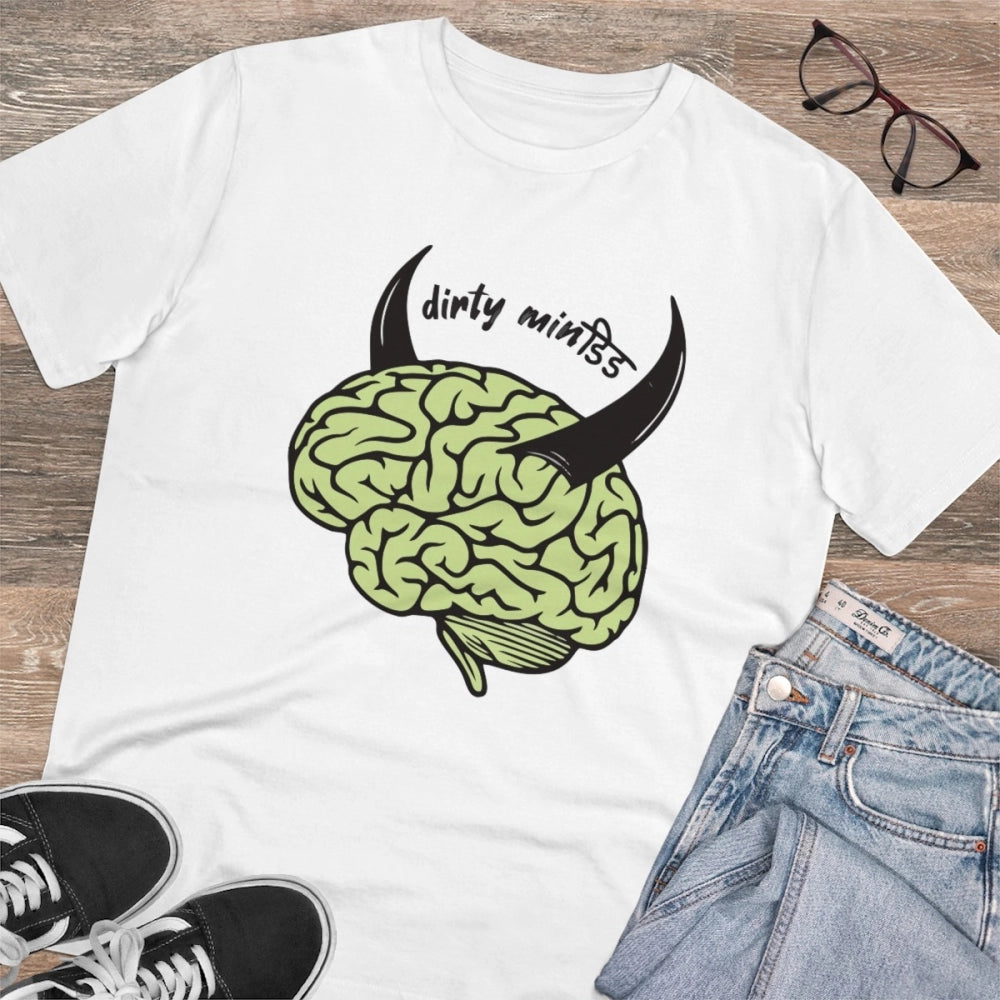 Men'S Pc Cotton Dirty Minddid Printed T Shirt (Color: White, T