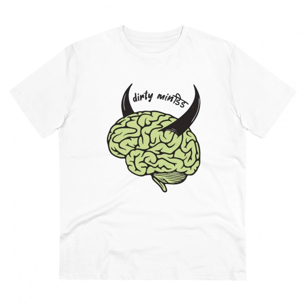 Men'S Pc Cotton Dirty Minddid Printed T Shirt (Color: White, T