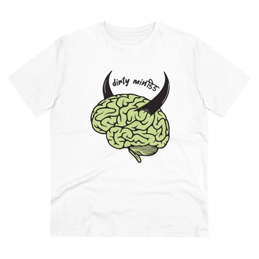 Men'S Pc Cotton Dirty Minddid Printed T Shirt (Color: White, T