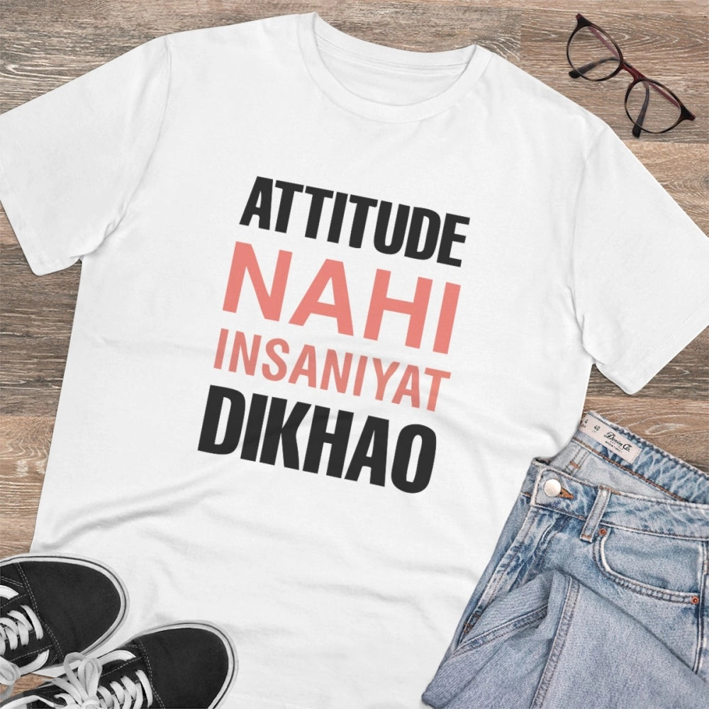 Men'S Pc Cotton Attitude Nahi Insaniyat Dikhao Printed T Shirt