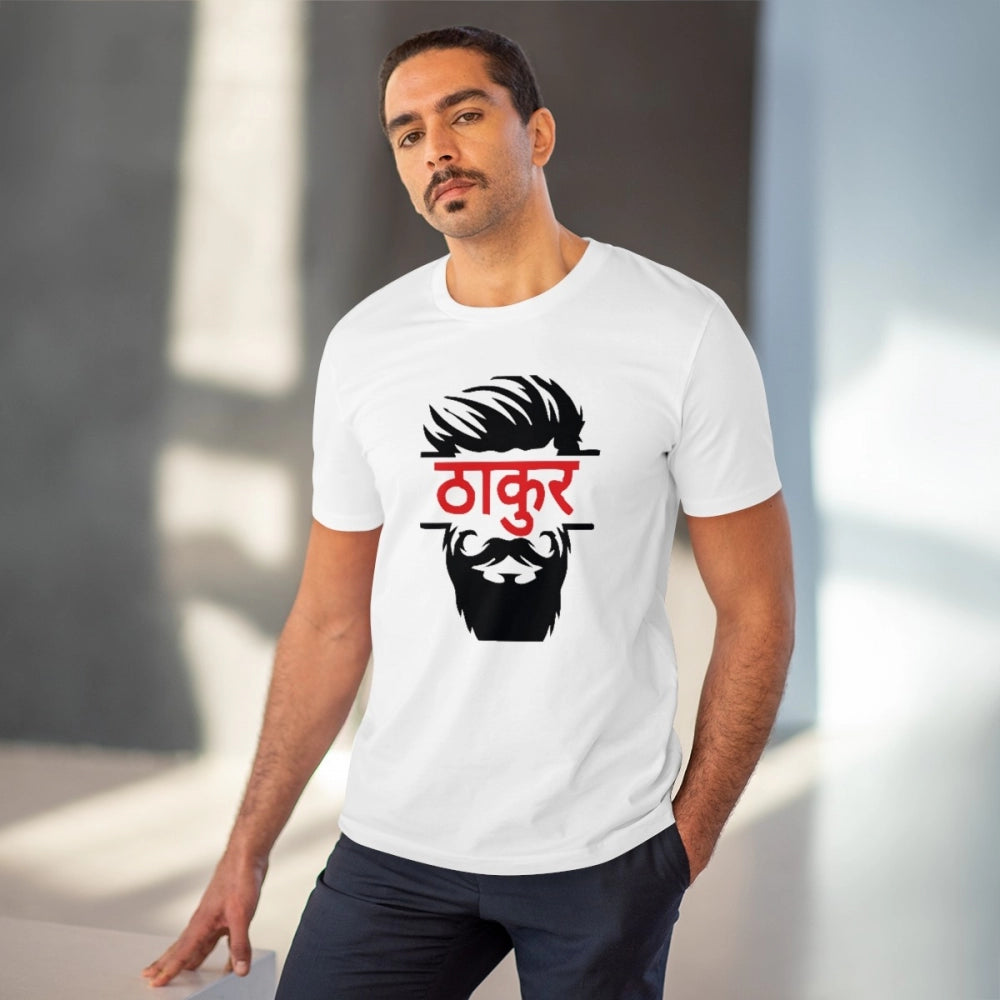 Men'S Pc Cotton Thakur Printed T Shirt (Color: White, Thread C