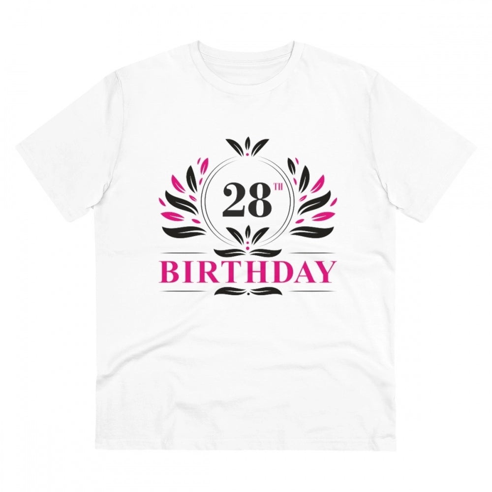 Men'S Pc Cotton 28Th Birthday Printed T Shirt (Color: White, T