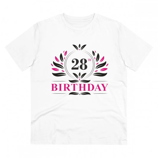Men'S Pc Cotton 28Th Birthday Printed T Shirt (Color: White, T