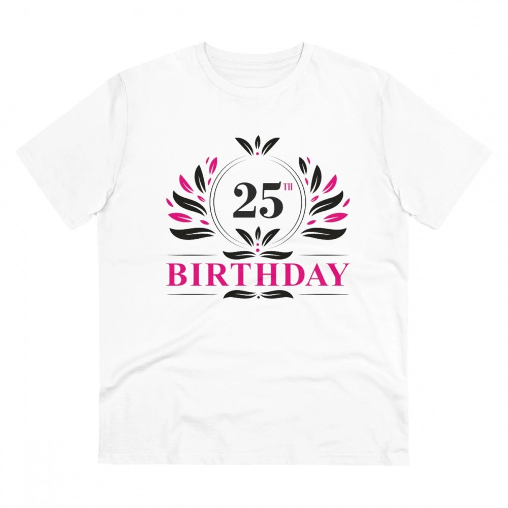 Men'S Pc Cotton 25Th Birthday Printed T Shirt (Color: White, T