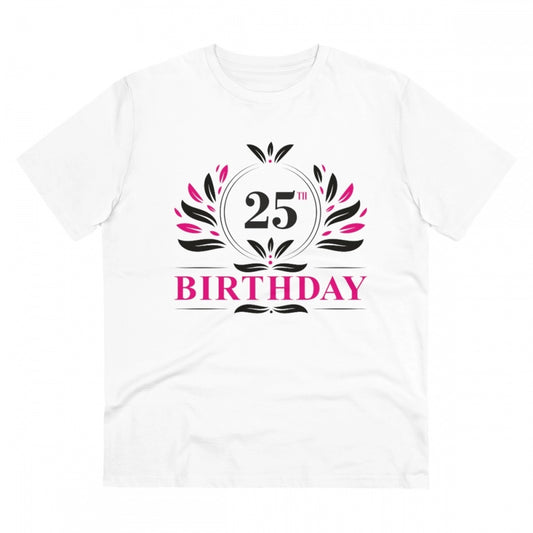 Men'S Pc Cotton 25Th Birthday Printed T Shirt (Color: White, T