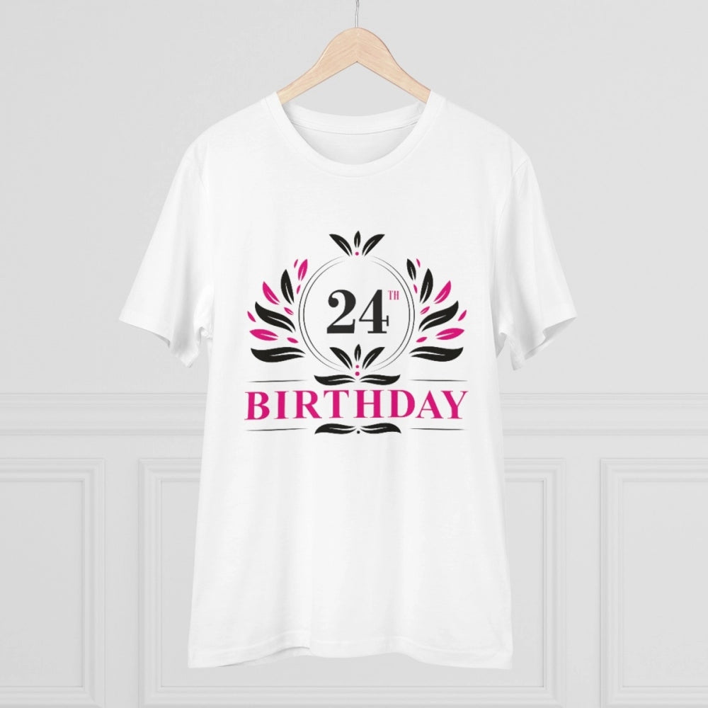 Men'S Pc Cotton 24Th Birthday Printed T Shirt (Color: White, T