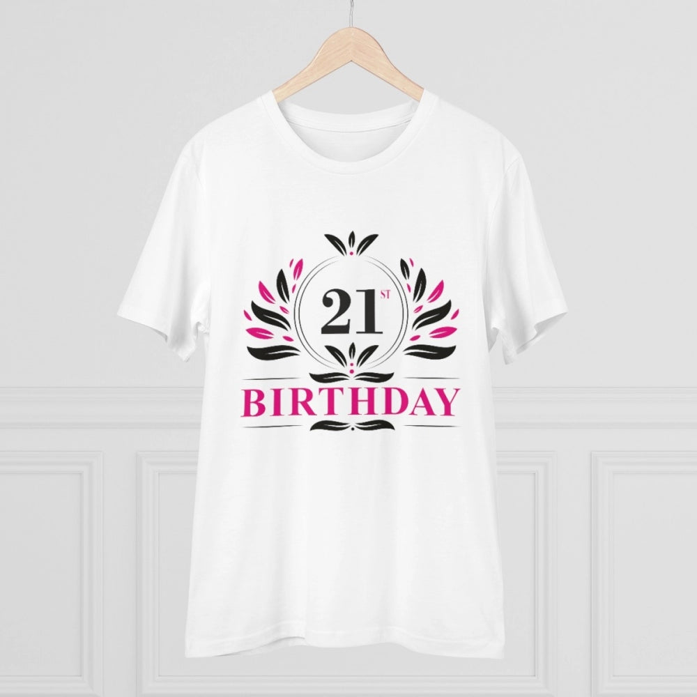 Men'S Pc Cotton 21St Birthday Printed T Shirt (Color: White, T