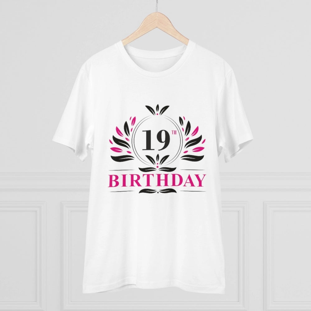 Men'S Pc Cotton 19Th Birthday Printed T Shirt (Color: White, T