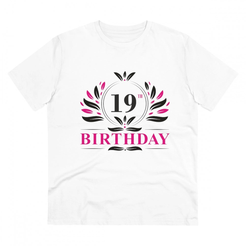 Men'S Pc Cotton 19Th Birthday Printed T Shirt (Color: White, T