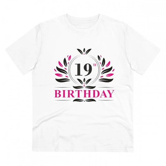 Men'S Pc Cotton 19Th Birthday Printed T Shirt (Color: White, T
