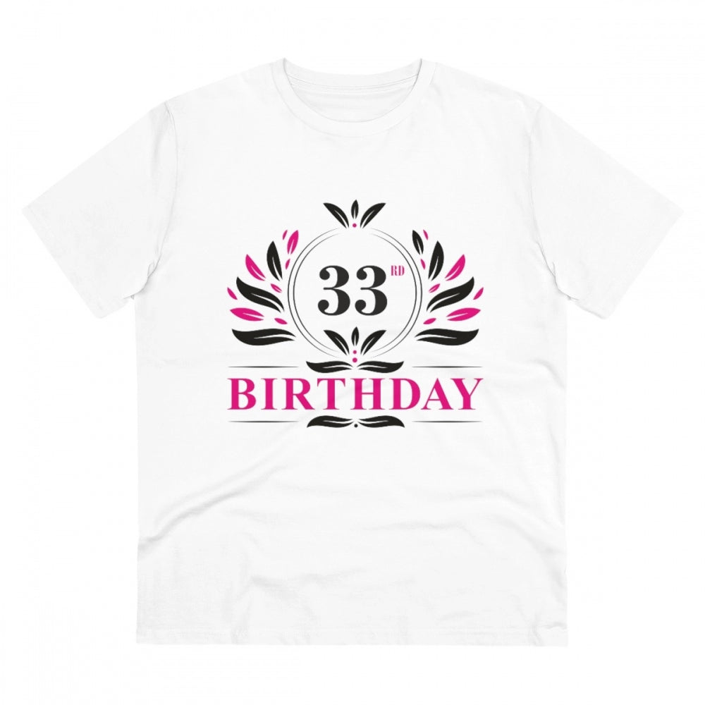 Men'S Pc Cotton 33Rd Birthday Printed T Shirt (Color: White, T