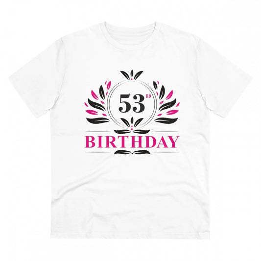 Men'S Pc Cotton 53Rd Birthday Printed T Shirt (Color: White, T