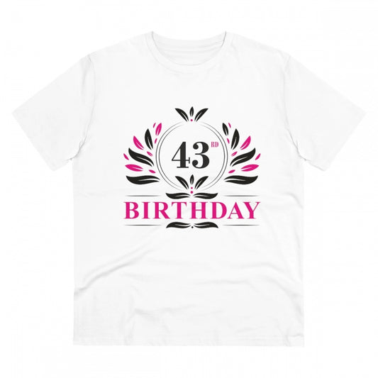 Men'S Pc Cotton 43Rd Birthday Printed T Shirt (Color: White, T