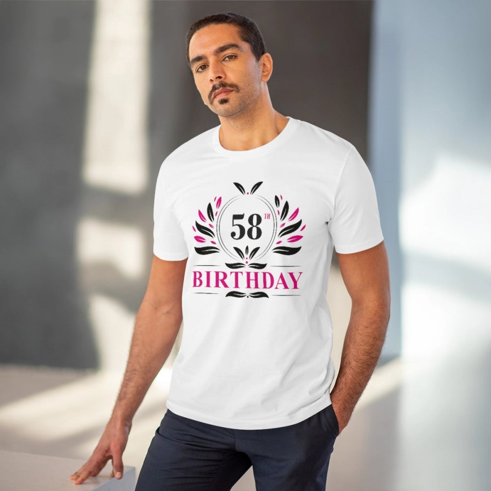 Men'S Pc Cotton 58Th Birthday Printed T Shirt (Color: White, T