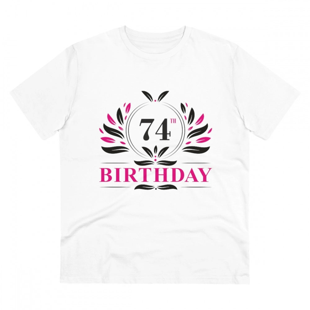 Men'S Pc Cotton 74Th Birthday Printed T Shirt (Color: White, T