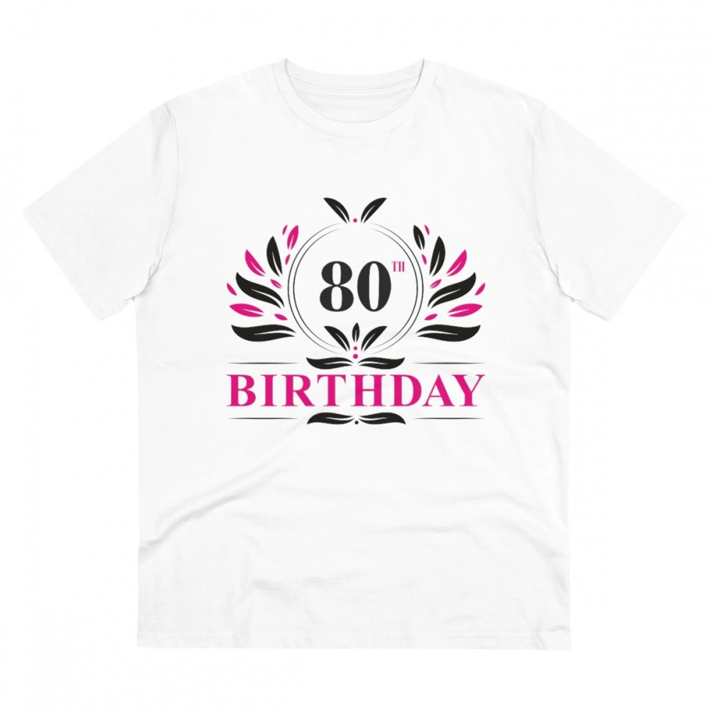Men'S Pc Cotton 80Th Birthday Printed T Shirt (Color: White, T