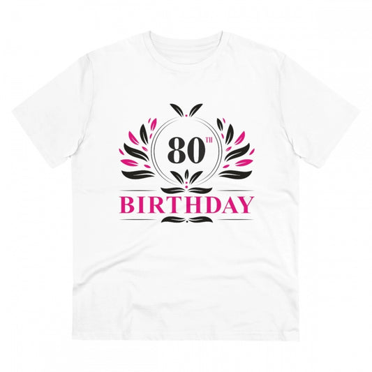 Men'S Pc Cotton 80Th Birthday Printed T Shirt (Color: White, T