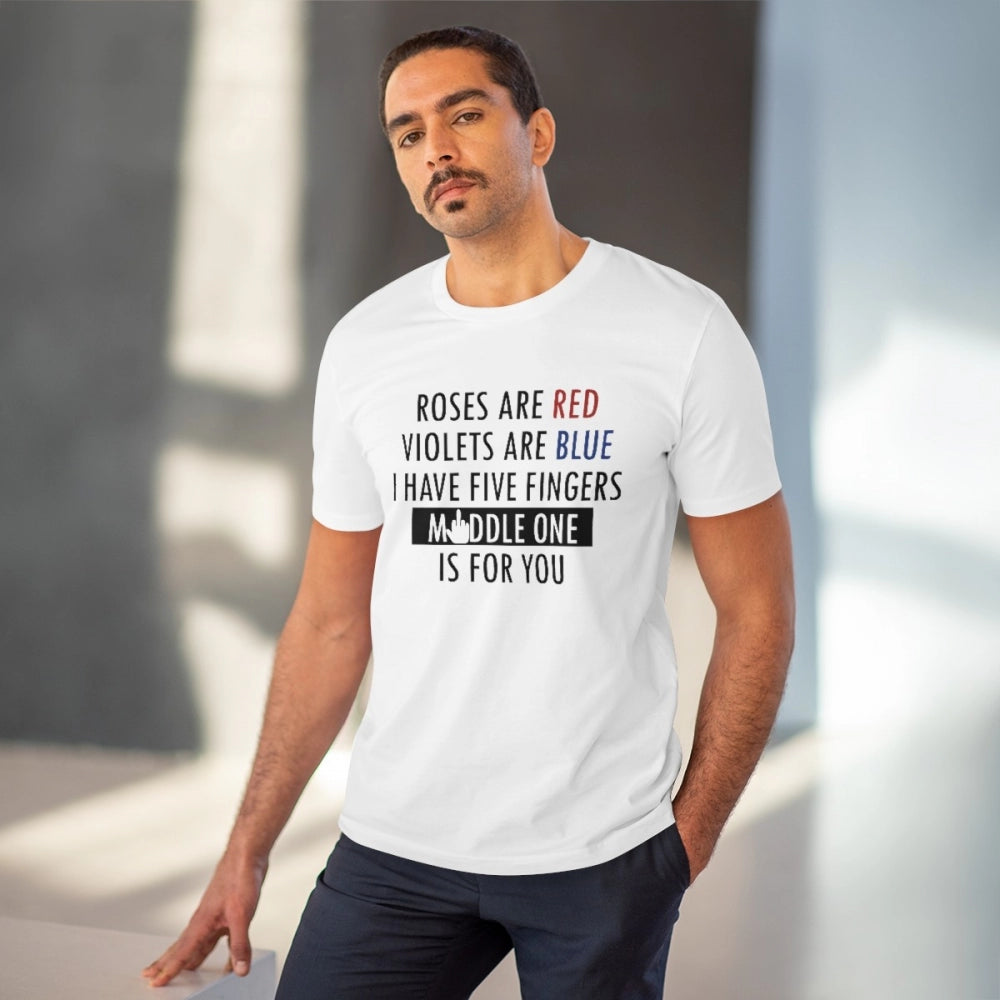 Men'S Pc Cotton Roses Are Red Printed T Shirt (Color: White, T