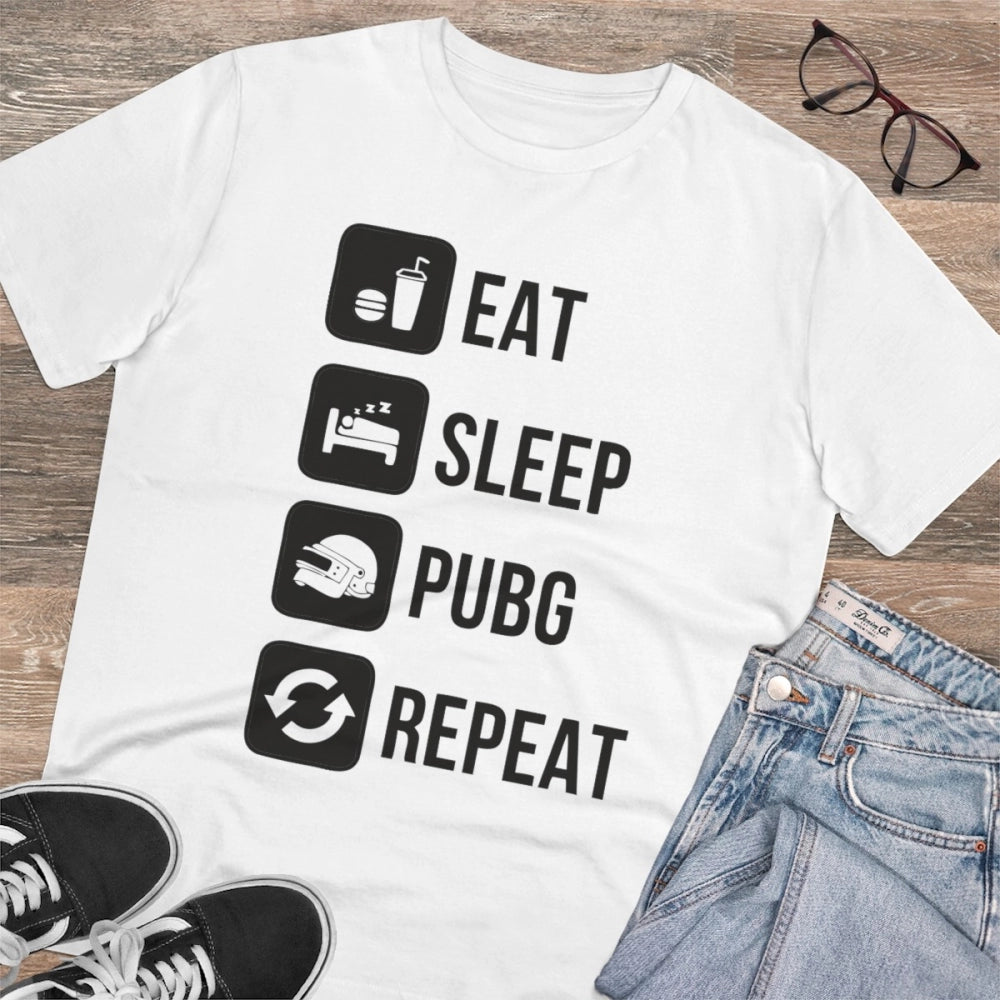 Men'S Pc Cotton Eat Sleep Pubg Repeat Printed T Shirt (Color