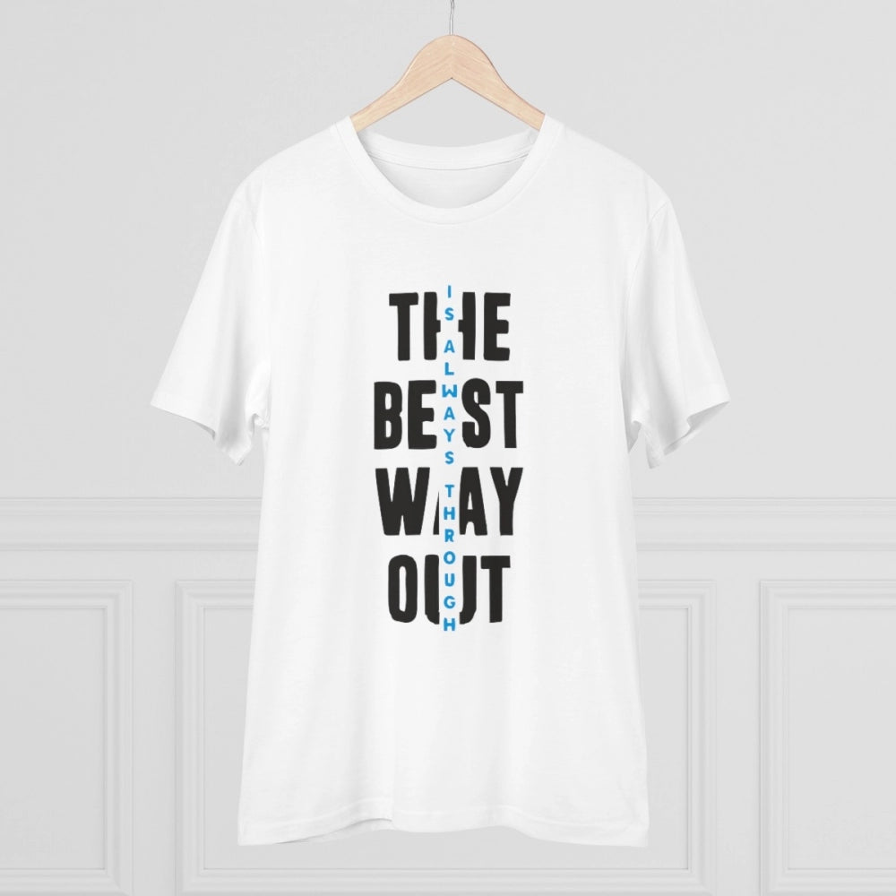 Men'S Pc Cotton The Best Way Out Printed T Shirt (Color: White