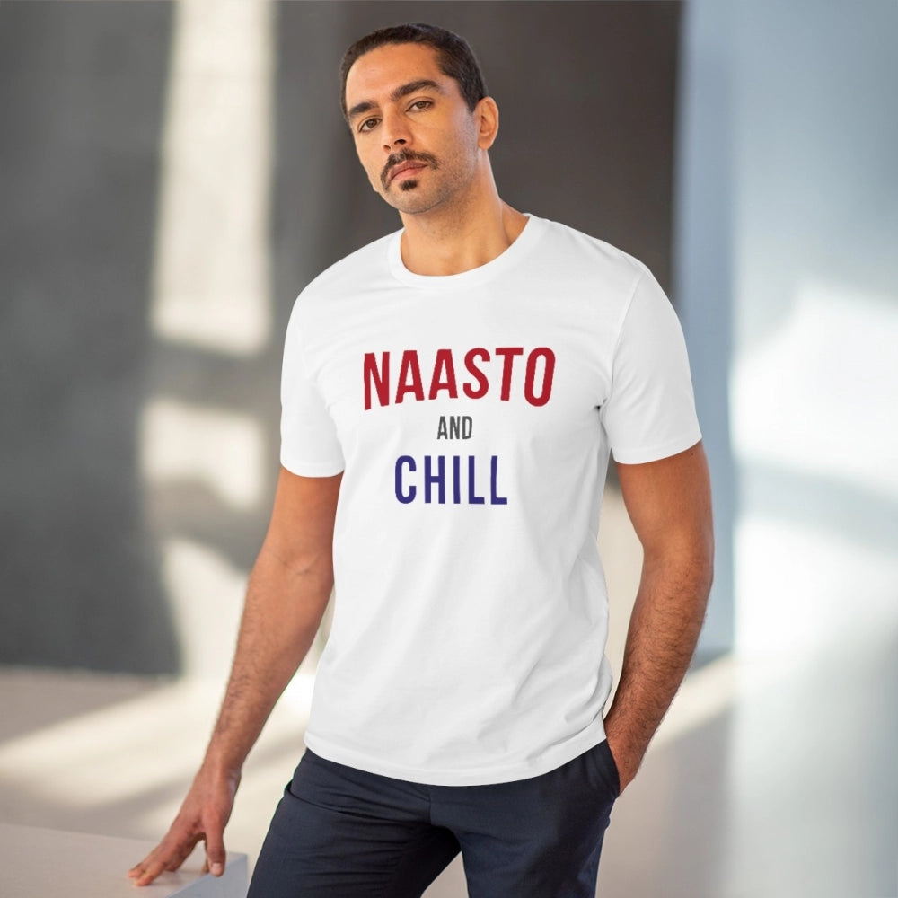 Men'S Pc Cotton Nasto And Chill Printed T Shirt (Color: White,