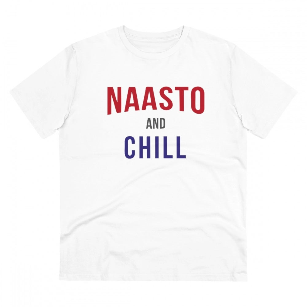 Men'S Pc Cotton Nasto And Chill Printed T Shirt (Color: White,