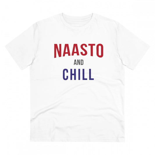 Men'S Pc Cotton Nasto And Chill Printed T Shirt (Color: White,