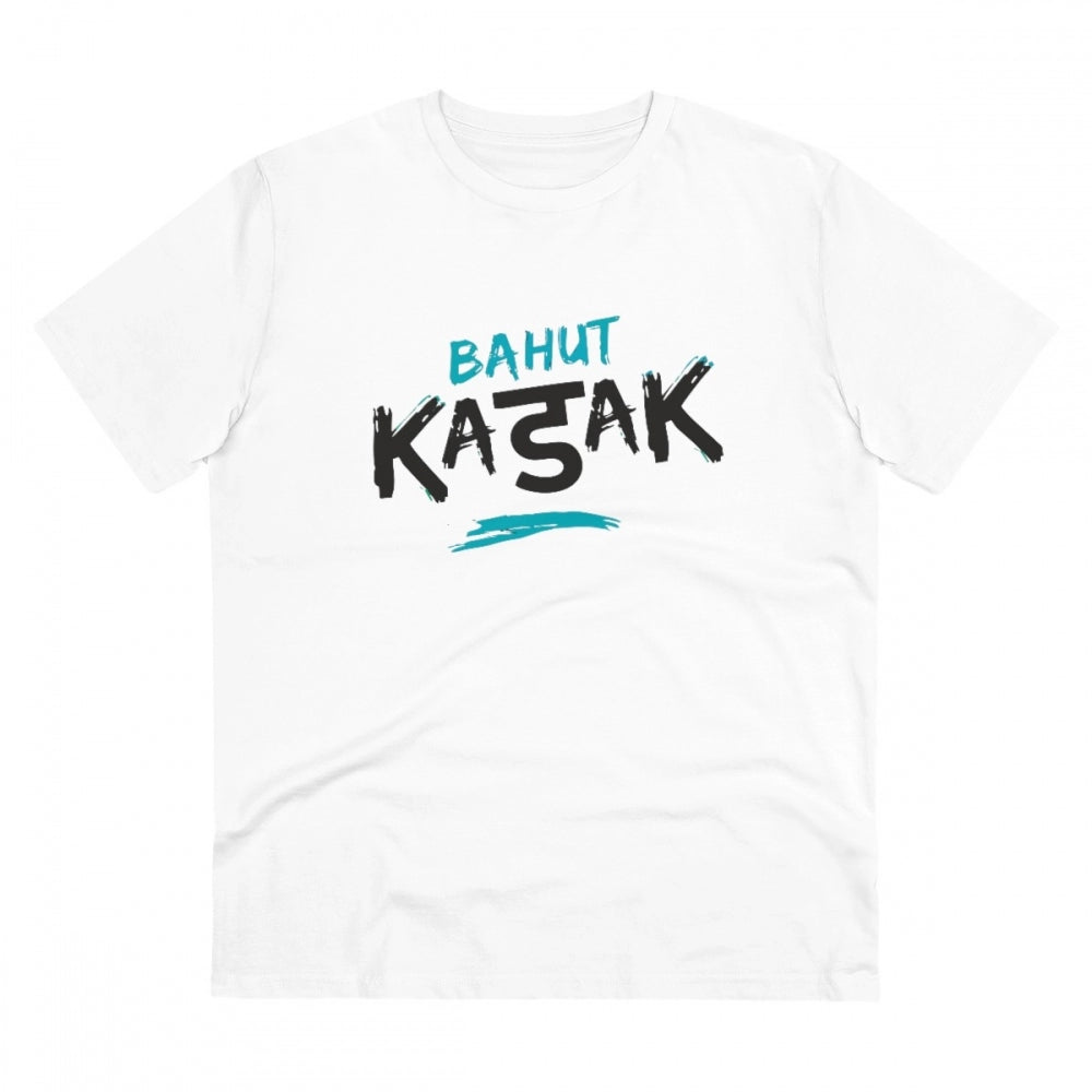 Men'S Pc Cotton Bahot Kadak Printed T Shirt (Color: White, Thr