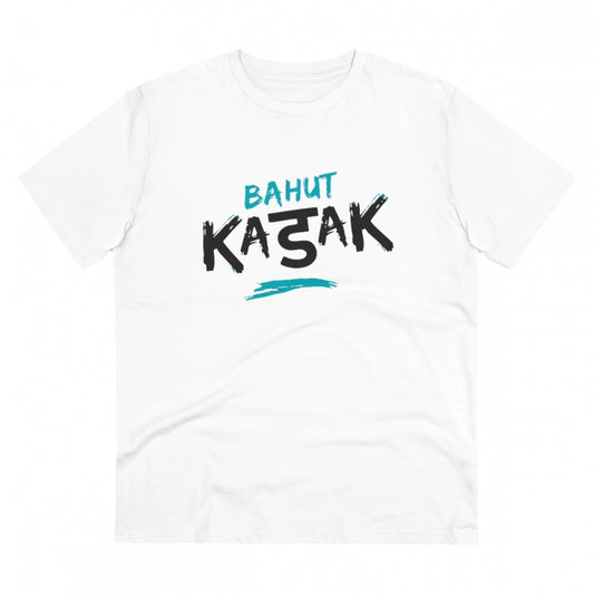 Men'S Pc Cotton Bahot Kadak Printed T Shirt (Color: White, Thr