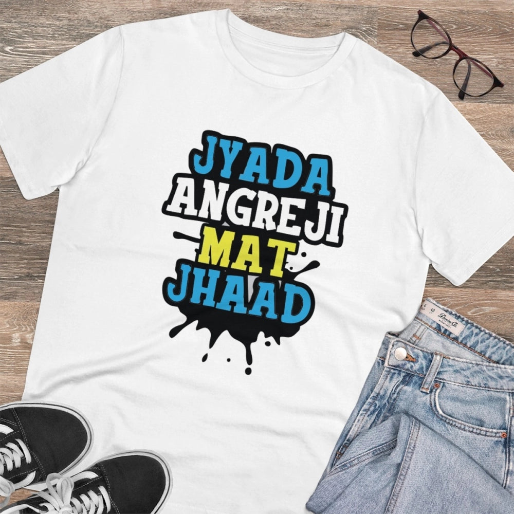 Men'S Pc Cotton Jyada Angreji Mat Jhaad Printed T Shirt (Color