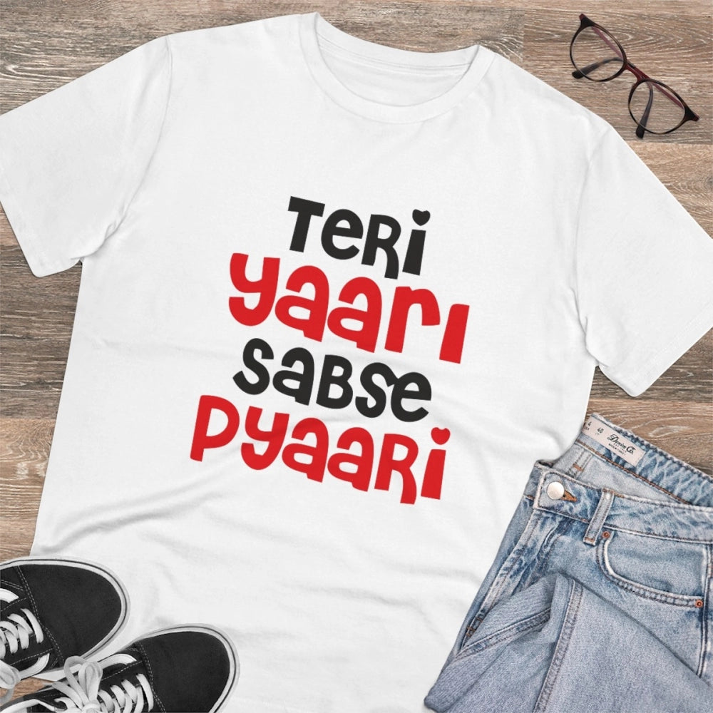 Men'S Pc Cotton Teri Yaari Sabse Pyaari Printed T Shirt (Color