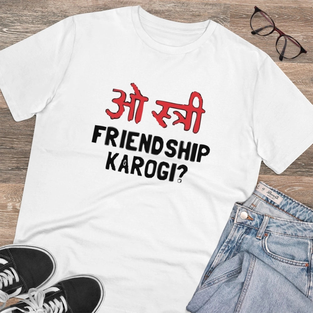 Men'S Pc Cotton Oo Shtree Friendship Karogi Kya Printed T Shir