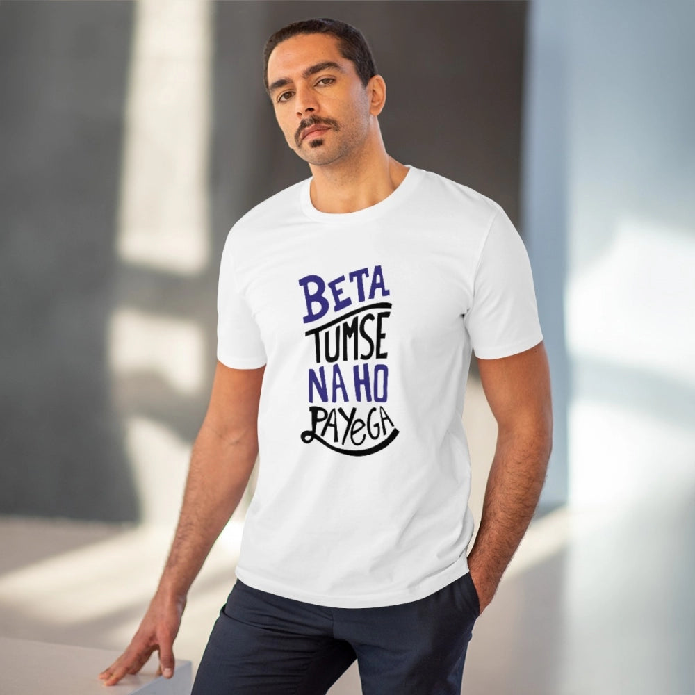 Men'S Pc Cotton Tumse Na Ho Payega Printed T Shirt (Color: Whi