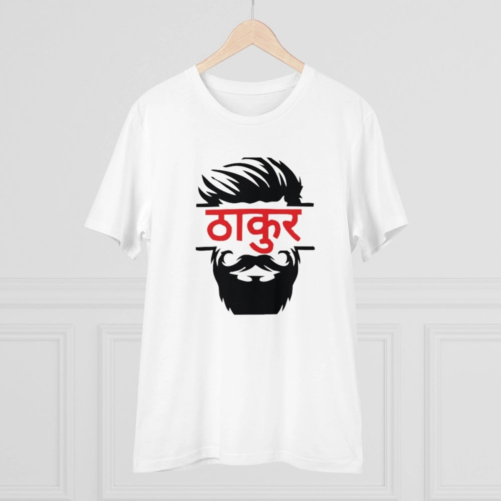 Men'S Pc Cotton Thakur Printed T Shirt (Color: White, Thread C
