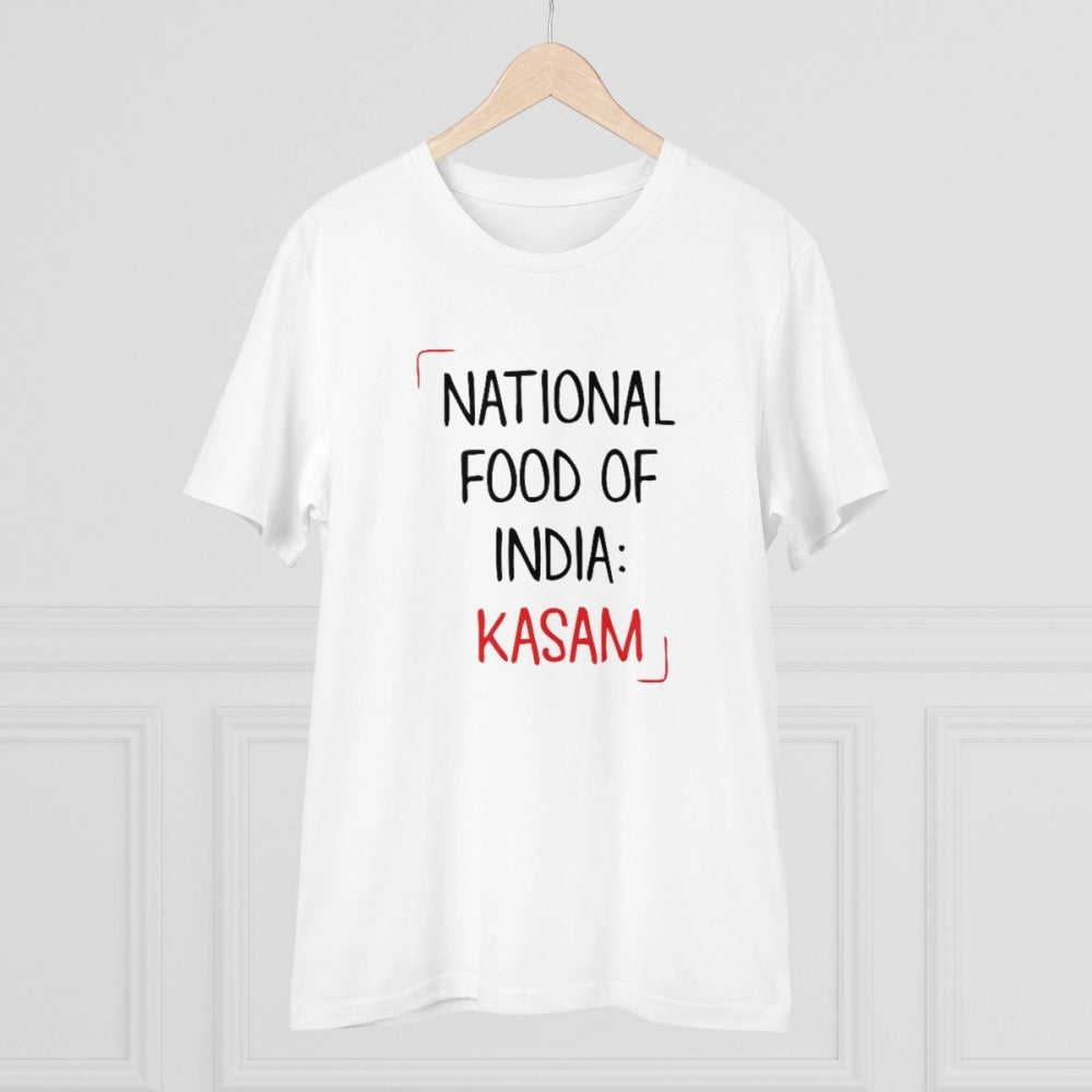 Men'S Pc Cotton India Kasam Printed T Shirt (Color: White, Thr