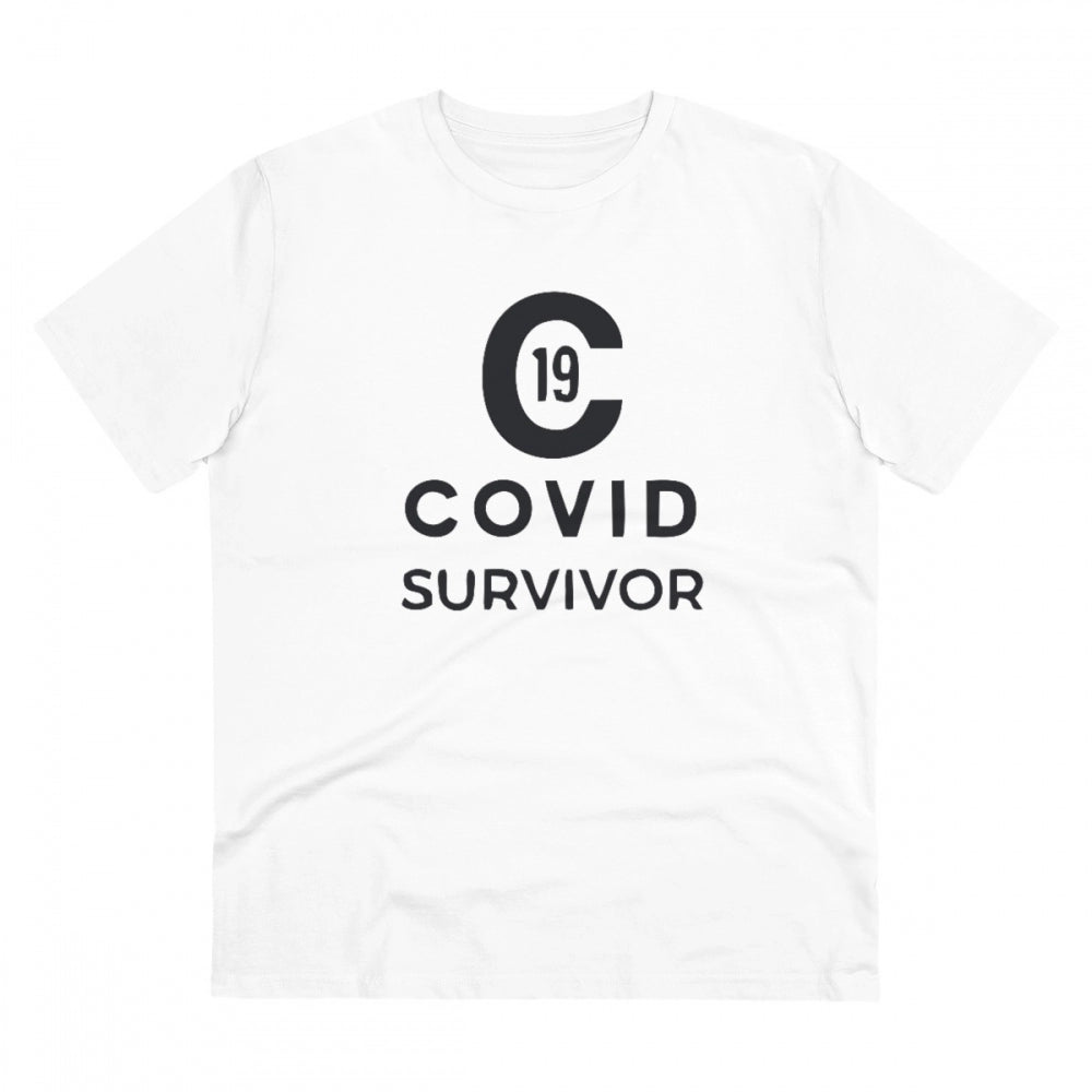 Men'S Pc Cotton Covid 19 Survivor Printed T Shirt (Color: Whit