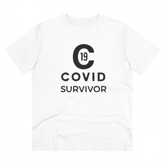 Men'S Pc Cotton Covid 19 Survivor Printed T Shirt (Color: Whit