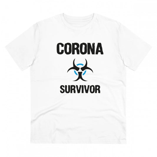 Men'S Pc Cotton Corona Survivor Printed T Shirt (Color: White,