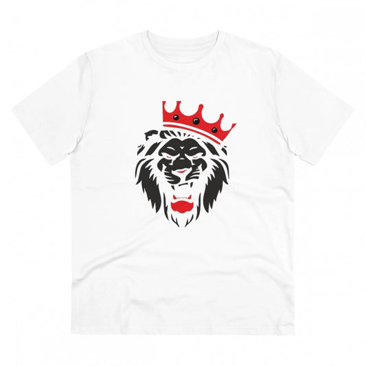 Men'S Pc Cotton Lion Logo Printed T Shirt (Color: White, Threa