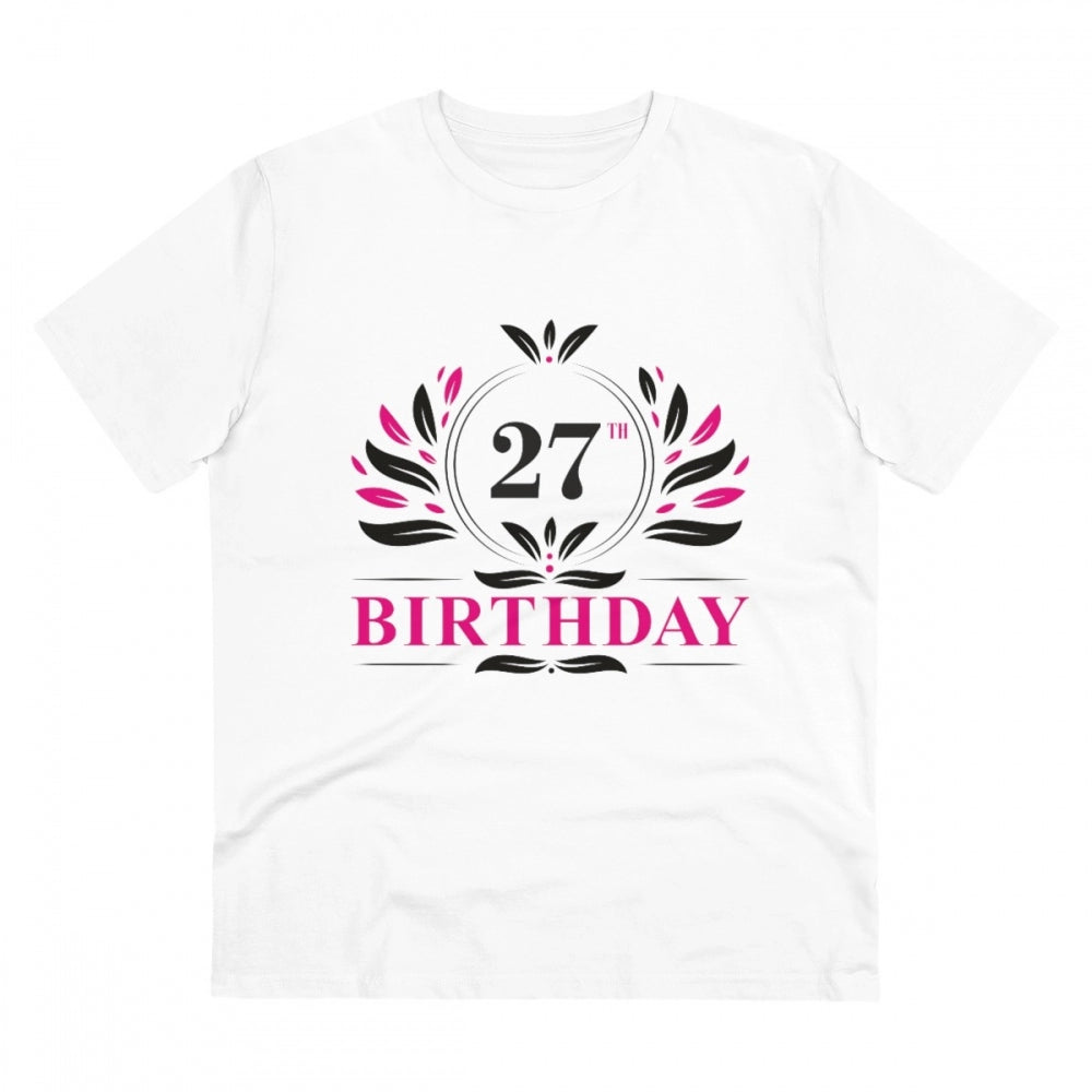Men'S Pc Cotton 27Th Birthday Printed T Shirt (Color: White, T