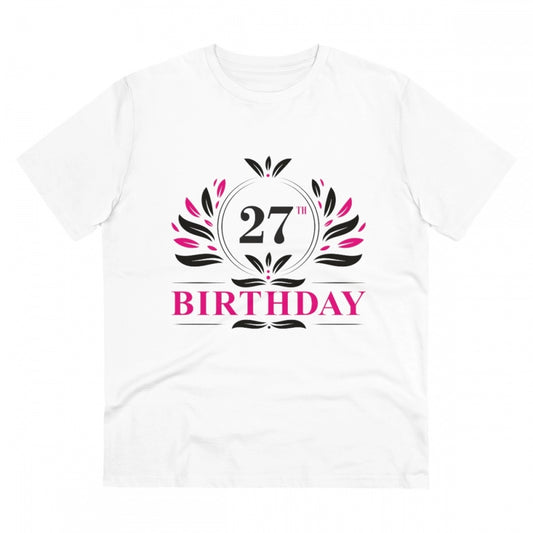 Men'S Pc Cotton 27Th Birthday Printed T Shirt (Color: White, T