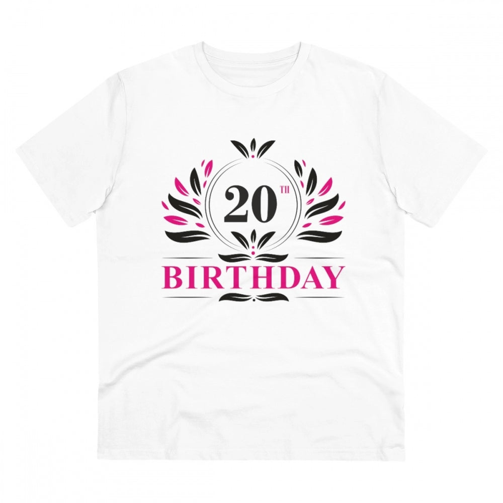 Men'S Pc Cotton 20Th Birthday Printed T Shirt (Color: White, T