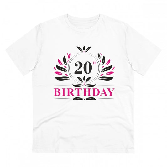 Men'S Pc Cotton 20Th Birthday Printed T Shirt (Color: White, T