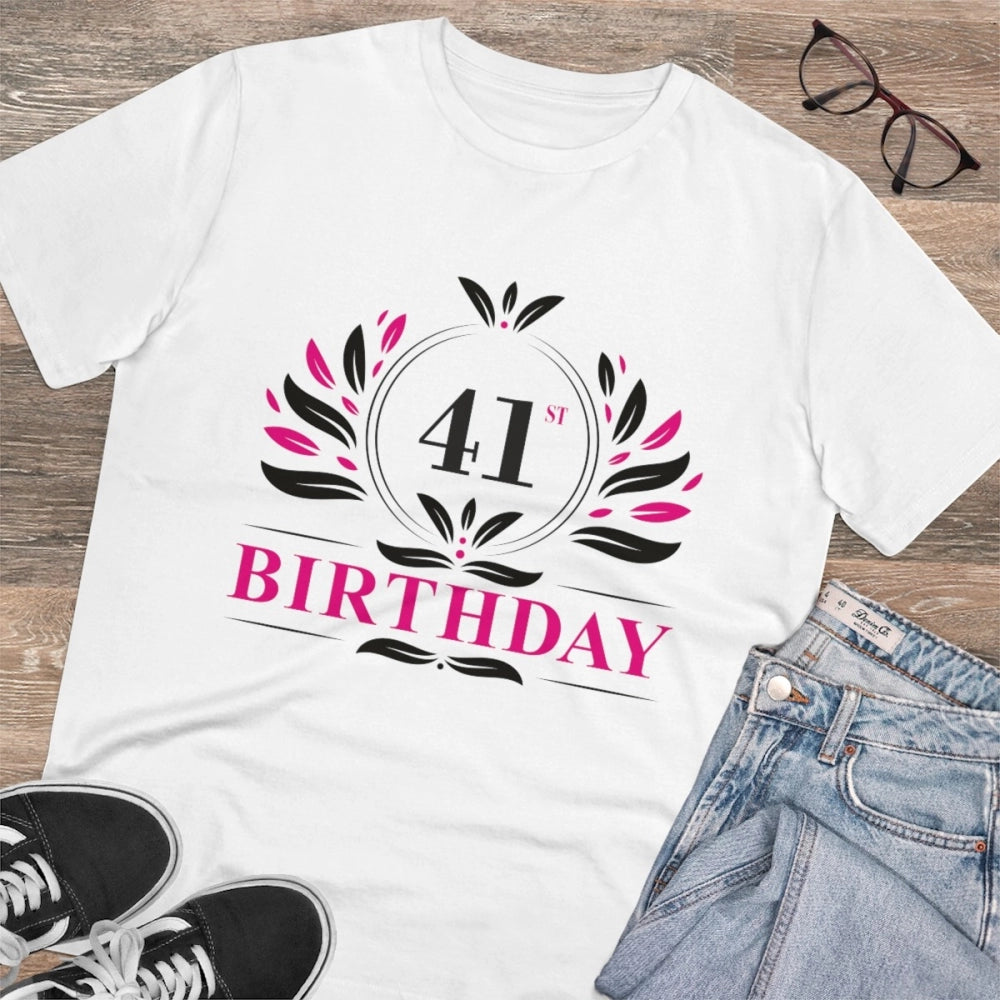 Men'S Pc Cotton 41St Birthday Printed T Shirt (Color: White, T