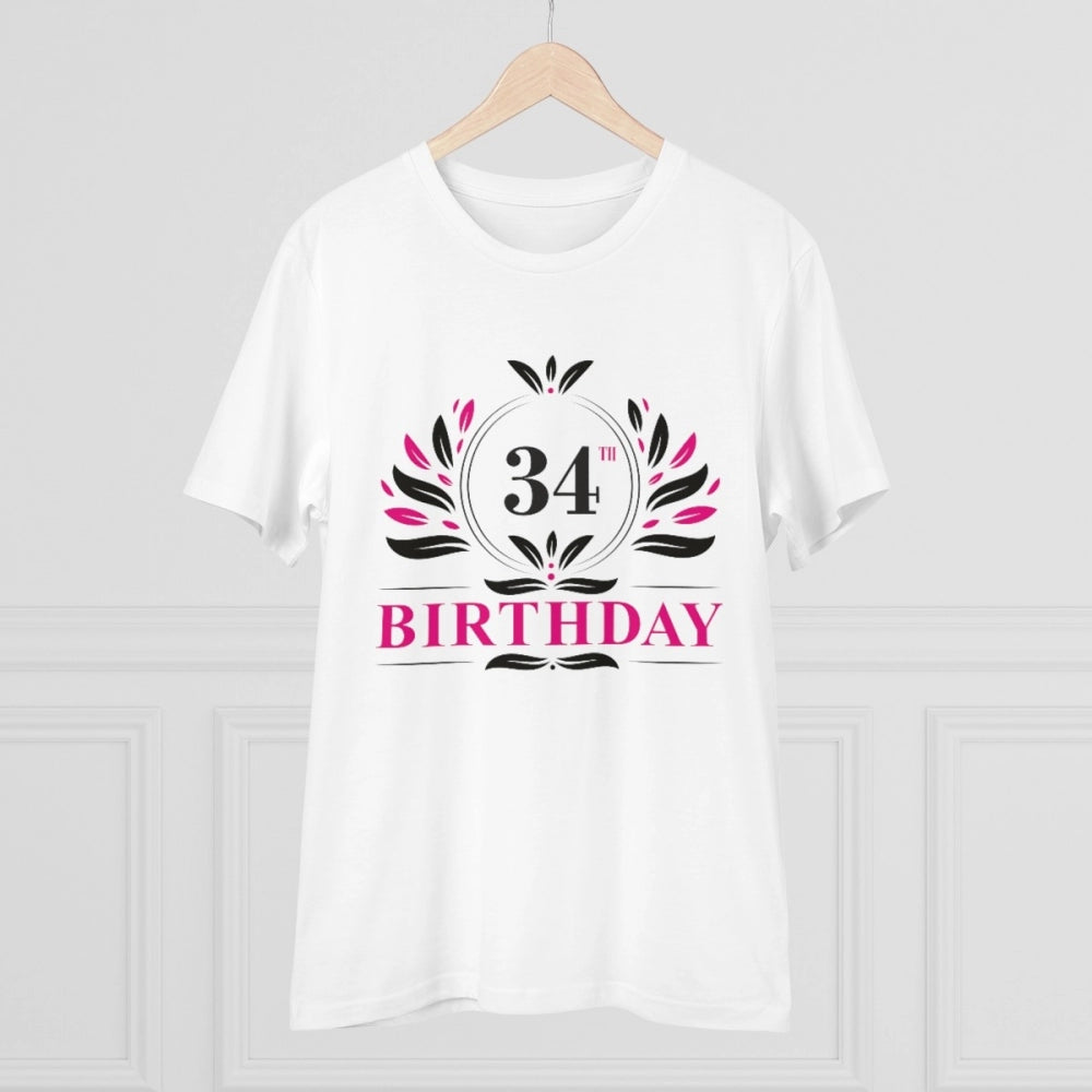 Men'S Pc Cotton 34Th Birthday Printed T Shirt (Color: White, T