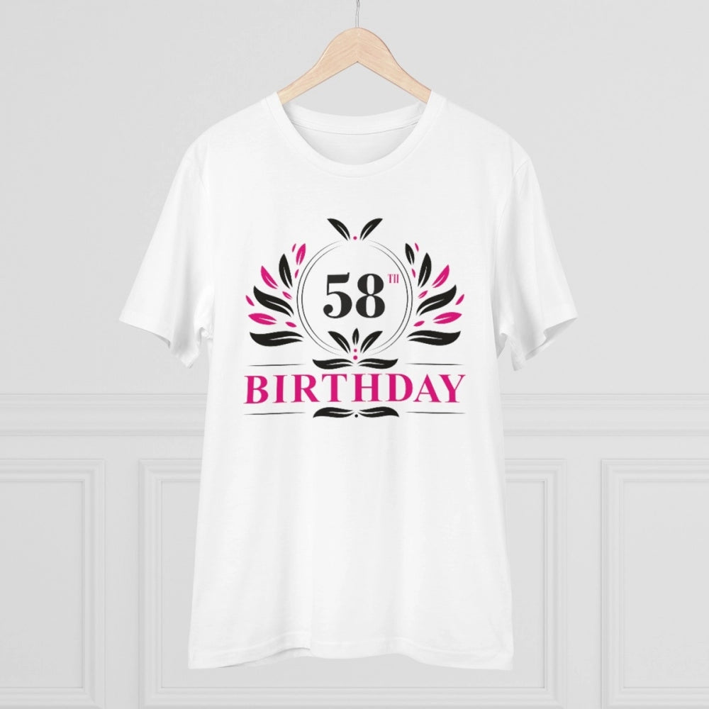 Men'S Pc Cotton 58Th Birthday Printed T Shirt (Color: White, T
