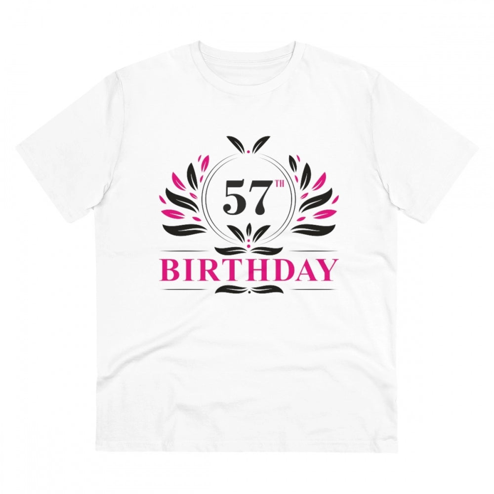 Men'S Pc Cotton 57Th Birthday Printed T Shirt (Color: White, T
