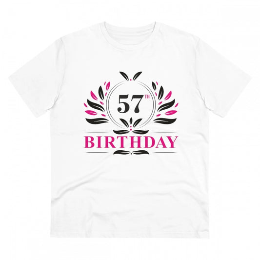 Men'S Pc Cotton 57Th Birthday Printed T Shirt (Color: White, T