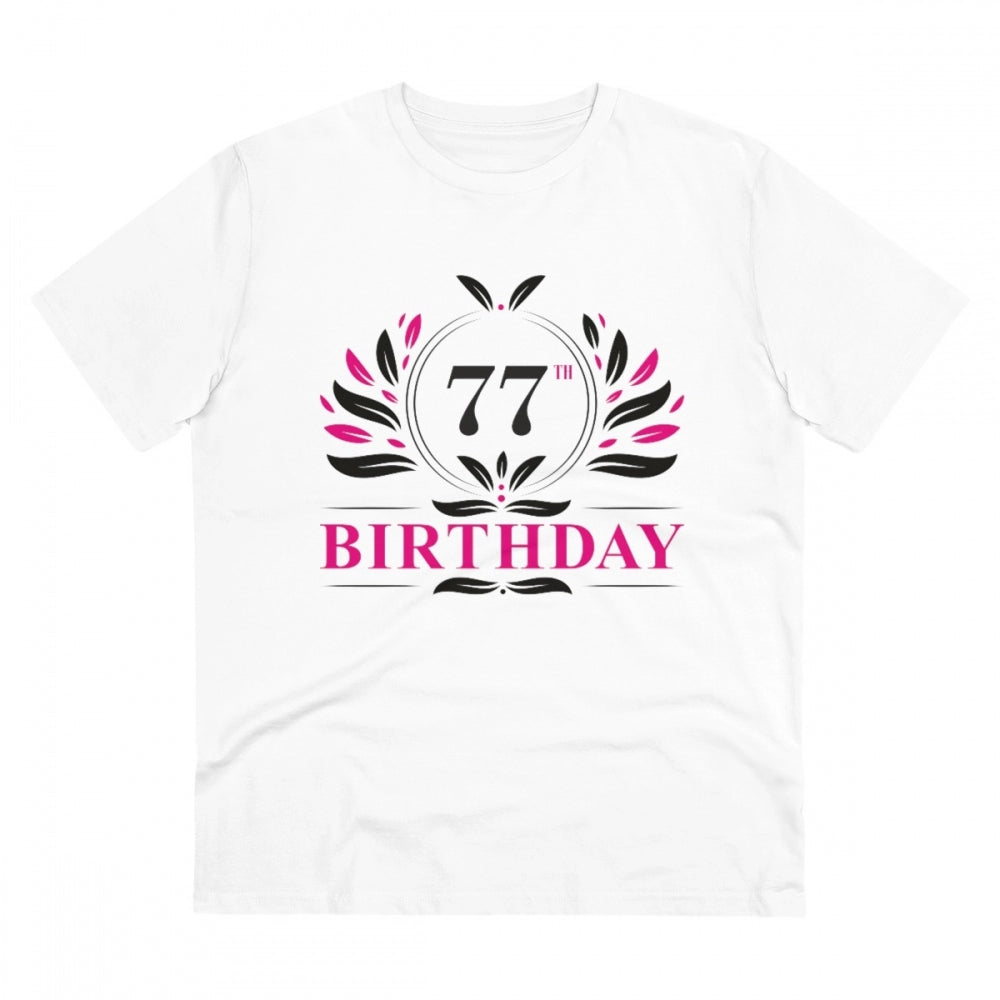 Men'S Pc Cotton 77Th Birthday Printed T Shirt (Color: White, T