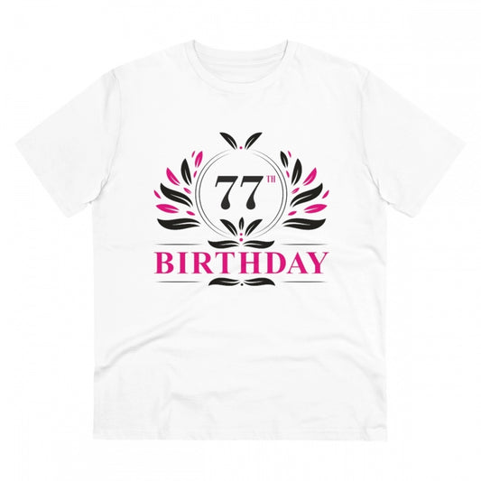 Men'S Pc Cotton 77Th Birthday Printed T Shirt (Color: White, T